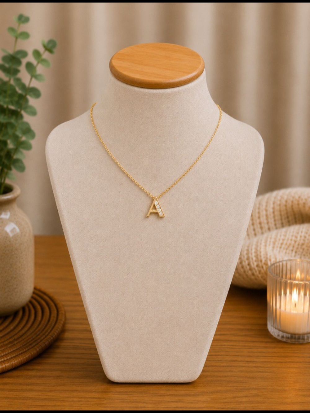 Gold Initial A Necklace - Personalized Women's Jewelry
